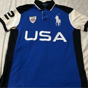 Blue Polo Shirt with USA Logo